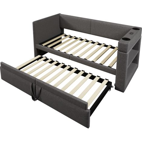 GagaLit banquette AB20788384G 90x200 cm gris, lit gigogne, sans matelas (1/5)