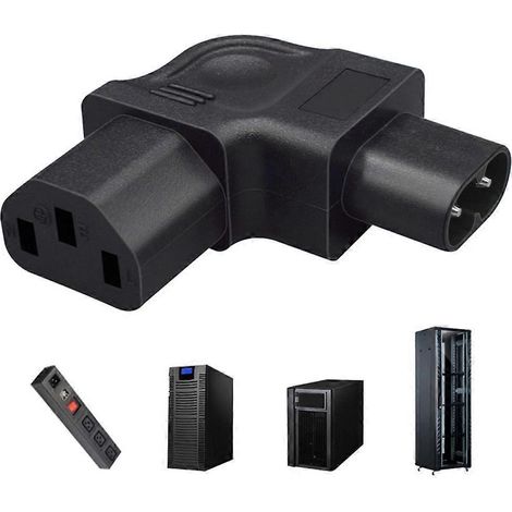 Adaptateur secteur IEC320 C8 vers C13, connecteur coudé à gauche, PVC (1/4)