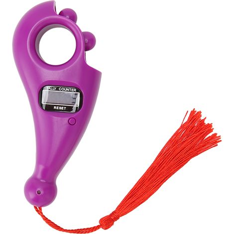 Compteur de perles numérique LCD silencieux, arrêt automatique, compteur bouddhiste violet avec gland, pour méditation et mouvement des doigts (1/5)