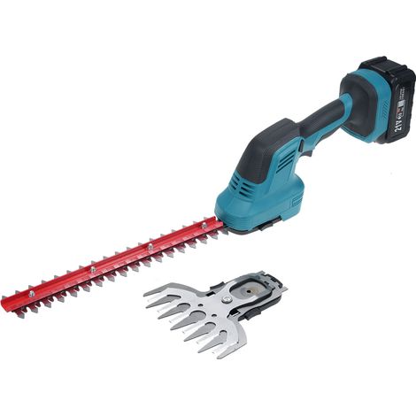 Taille-haie et cisaille à gazon 2 en 1, coupe-arbustes électrique 21 V, coupe-herbe portatif, léger, avec batterie 4,0 Ah et chargeur pour jardin, cour et pelouse. (1/5)