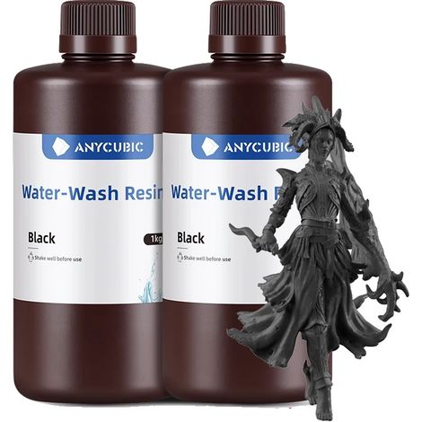 Resina lavabile con acqua, bassa viscosità, nera, 2 kg (1/2)