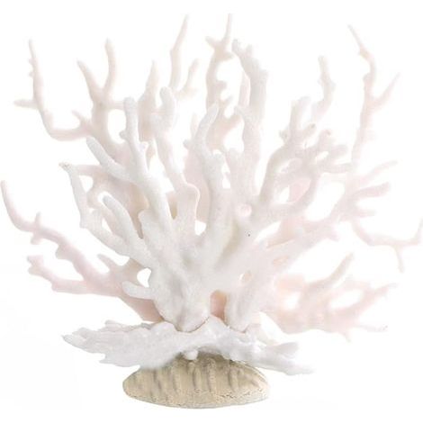 Korallenornament, weißer Kunststoff, realistische Aquariendekoration, Fischunterschlupf (1/2)