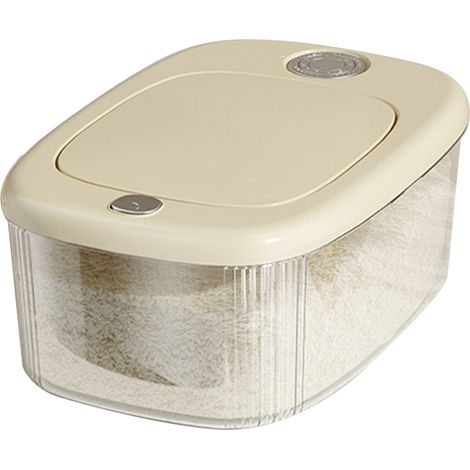 Seau à riz à bouton-poussoir, étanche aux insectes et à l'humidité, de qualité alimentaire, petit format - blanc crème (1/5)