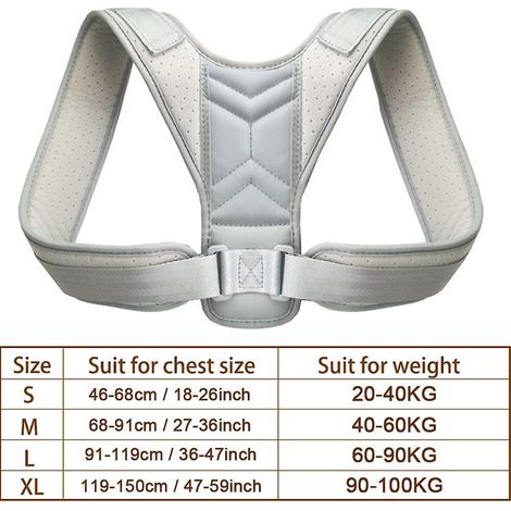 Ceinture correctrice de posture dorsale ajustable, soutien et redressement de la colonne vertébrale supérieure pour soulager les douleurs au dos, aux épaules et au cou (gris) - 2XL (1/5)