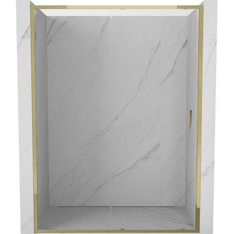 Mexen – Porte de douche coulissante 160 cm en verre trempé transparent – Finition dorée – Installation universelle – 81511600005000 (1/5)