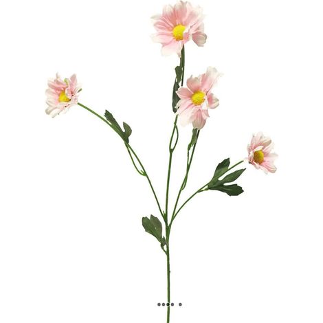 Marguerite artificielle en tige H 60 cm 4 têtes Rose - couleur: Rose (1/3)