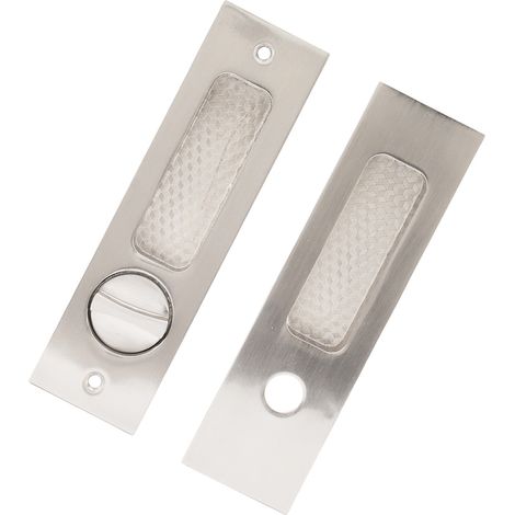 Serrure à mortaiser pour porte coulissante avec 2 clés, en alliage de zinc, poignée encastrée invisible, pour meubles en bois, finition nickel brossé (1/5)