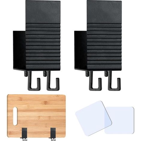 Soporte para tabla de cortar de cocina - Montaje en pared - Estante estándar - Gris - Almacenamiento sin taladrar - Utensilios de cocina - Metal - Apto para diversas tablas (1/5)