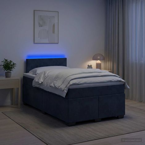 Cama con Base Tapizada, Colchón y Luz LED Gris oscuro (1/5)