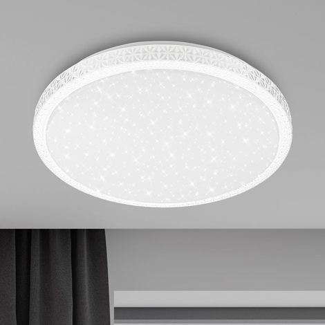Briloner Plafonnier LED aspect cristal 39x8 cm rond 24W, 2800lm, 4000K blanc neutre ciel étoilé blanc - Lampe de plafond chambre salon (1/3)
