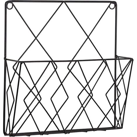 Support Murale Pour Livres - Porte-documents Métallique Suspendu - Pour Porte, Mur ou Cloison - 25 x 26 cm - Noir - 1 Pièce (1/5)