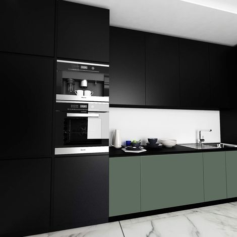 Papier Peint Noir Mat Rouleau Adhésif Décoratif Lavable Amovible Ajustable Noir Uni Papier Peint Adhésif pour Meuble Cuisine Chambre Comptoir Armoire Salon Salle à manger de 40CM2M (1/5)