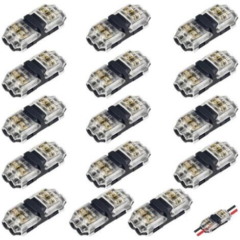 Connecteurs de câble basse tension, 15 connecteurs rapides sans soudure, 2 voies pour usage automobile, connexion fiable, compatibles avec les fils de calibre 18-22 AWG (1/4)