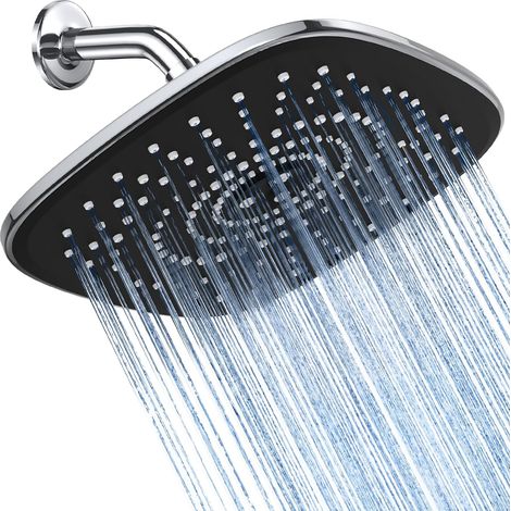Pommeau de douche à haute pression rectangulaire - Jet d'eau de style pluie à large couverture - Pommeau de douche réglable avec buses anti-obstruction - RainFall pour une sensation apaisante - Chrome (1/5)