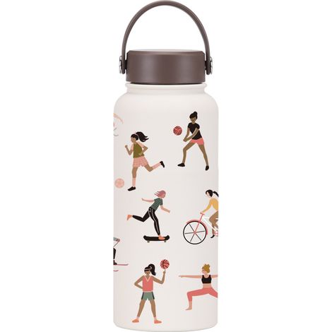 Bouteille Isotherme 2025 1L Grande Capacité Sport Portable Poignée Large Ouverture Impression Femme (1/5)