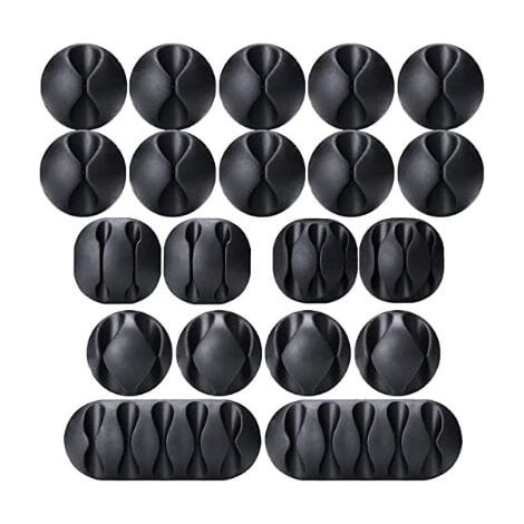 20-Piece Cable Clip Cord Holder Set, Multipurpose Cable Organizer Set for Desk, Power Cord, USB Charging Cable, Charger, Audio Cable, YMYNY