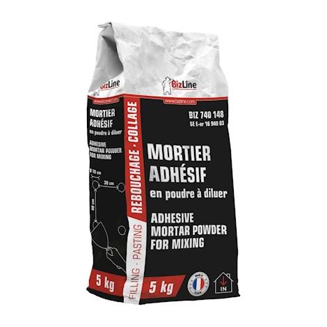 mortier adhésif - en poudre - en sac de 5 kg - bizline 740148