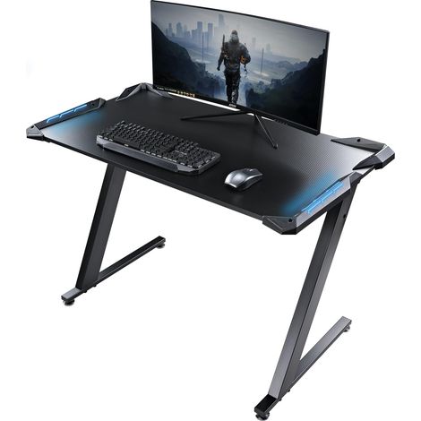 Bureau de jeu à LED, table RGB pour domicile et bureau, petit bureau gaming, table informatique, noir