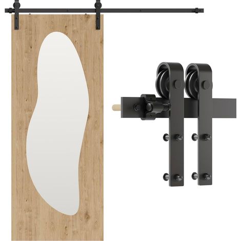 1.5M/5FT Quincaillerie De Porte Coulissante Kit Porte Coulissante Rail Contient un Guide de Plancher Réglable