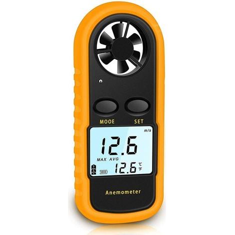 Anemometro portatile, anemometro digitale ad alta precisione (±5%) con retroilluminazione LCD (1/5)