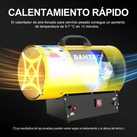 Calefactor de Gas Auxiliar 30 kW - Cañón de Calor - Radiador Soplante de Gas - Calefacción Radiante Con Ventilador - Soplador de Aire Caliente para Obras, Amarillo [Clase de eficiencia energética A] (1/5)