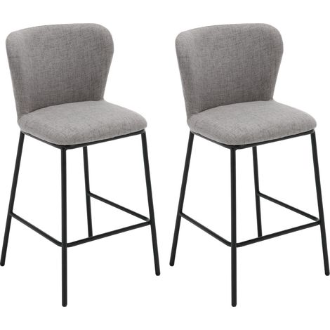Wahson Taburetes altos Juego de 2, Lino Sillas Sodernas con Respaldo Sencillo, Taburetes de Bar para Bares Domésticos Cocinas y Restaurantes, Gris