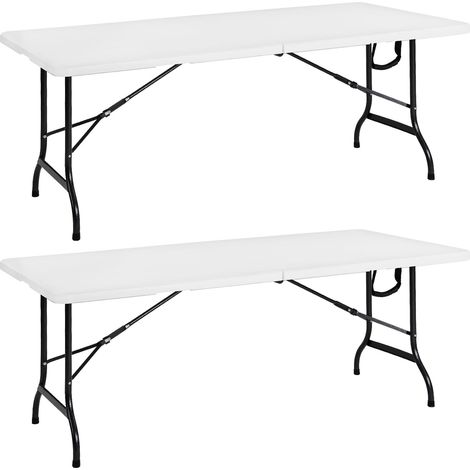 CASARIA® Set 2x Mesas de Plástico Plegables Jardín tipo Buffet Fiestas para 8 Personas 183x76cm Comedor Portátil con Asas Barbacoa Picnics 12kg
