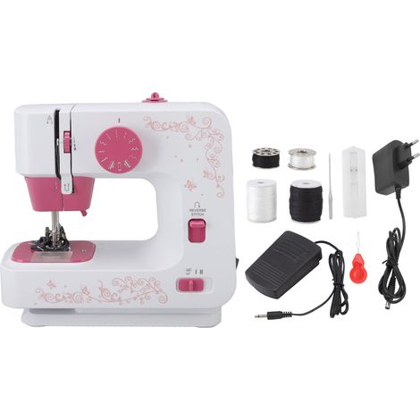 Machine à coudre électrique mini portable 2 modes de contrôle, économise d'espace, avec pédale pour maison voyage, prise UE 110-220V (1/5)