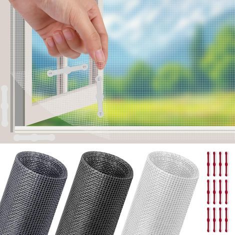 Flintronic Moustiquaire Fenêtre Anti-Moustiques,130x150cm Moustiquaire Universelle pour Fenêt,Filet en Fibre de Verre Lgnifugation Durable avec 12 Clips,Découpable à la Dimension Souhaitée (1/5)