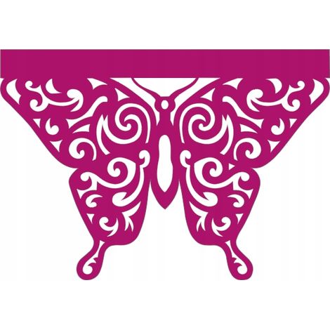 Küchenvorhang D66, durchbrochenes Frühlings-Schmetterlingsmuster, 60 x 40 cm, rosa