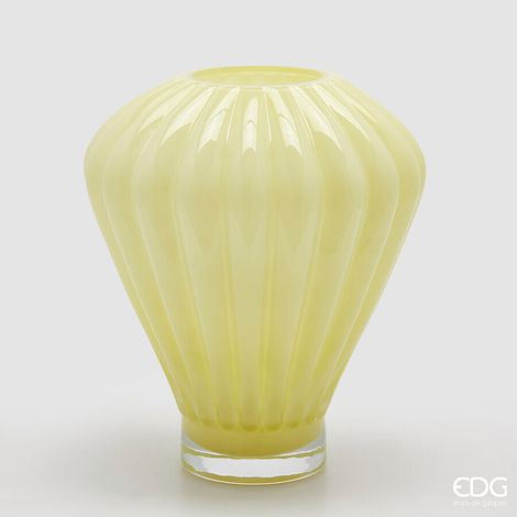 EDG Enzo De Gasperi Vaso Diamante H 35 Cm D 30 Cm Vetro Light Yellow