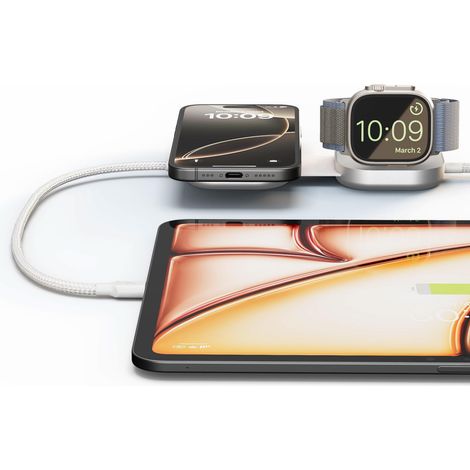 Zens Wireless Charging Cable Pro 3 Otterbox USB-C zu USB-C 3 in 1 Qi2 MagSafe 15W 1,5 M Weiß (1/5)