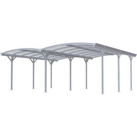 Carport pergola double autoportant en aluminium - 2 voitures - 30 m² - Blanc - BARESA (1/2)