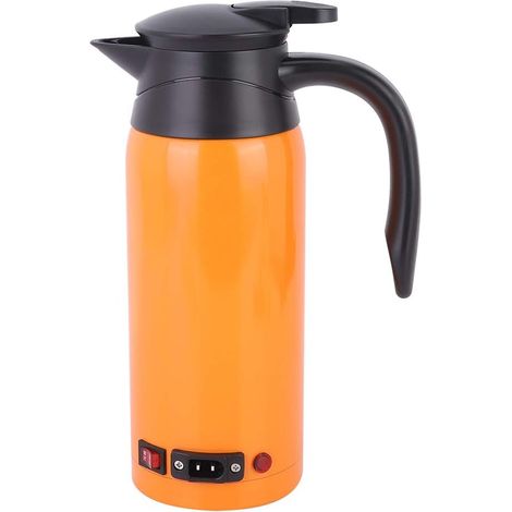 Hervidor eléctrico antideslizante, 27 x 10 x 18 cm, fabricado en acero inoxidable 304, 100 ℃, 12 V/24 V, para uso en camiones y automóviles (naranja) (1/5)