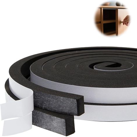 Lot de 2 rouleaux de bande d'étanchéité en mousse adhésive pour portes et fenêtres (isolation phonique et thermique, 15 mm x 5 mm x 2 m) (1/4)