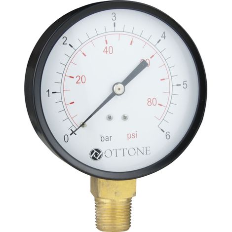 Manometer 10 bar, 100 mm Zifferblatt, 1/2"-Seiteneinführung (1/2)