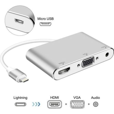 Lightning – Adaptador AV digital, HDMI y VGA y adaptador de audio para iPhone y iPad (1/4)