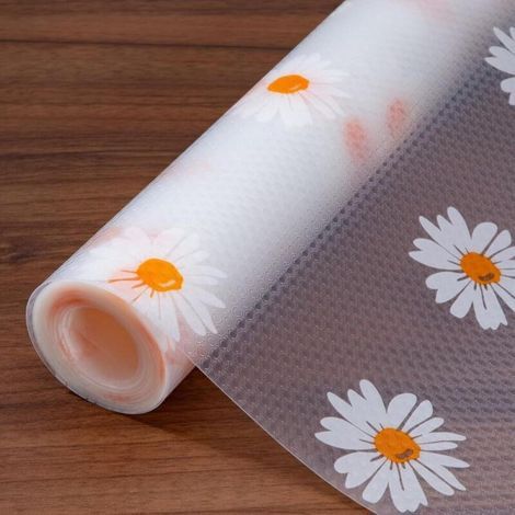 Revêtements d'Étagère de Lavable Antidérapant Imperméable à l'eau DIY Tapis de Refrigerateur Protection pour Meuble sous Evier Cuisine 30cmx500cm (1/5)