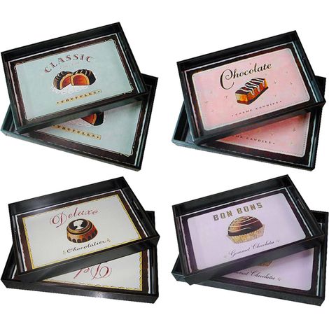 Interiors By Premier Versatile Set Of Two Assorted Design Trays, Assorted Design Lightweight Trays, Durable Writen Detail Trays