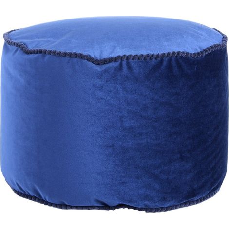 Pouf Rotondo Taj Mahal in Velluto Blu (1/3)