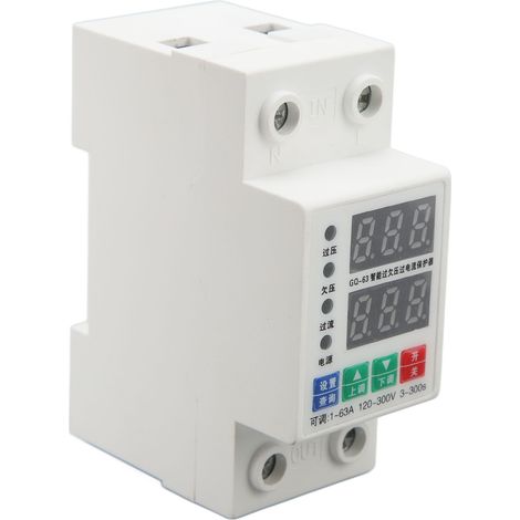 Disjoncteur Voltmètre 2 Phases Rail DIN Protecteur Sur/Sous-Tension et Surintensité Réglable 120-300V 1A-63A (1/5)