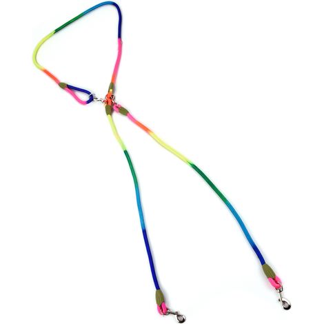 Laisse pour chien en bandoulière, corde ronde réfléchissante, laisse multi-usages en nylon, 1,7 m, convient aux petites, grandes races et chiens de taille moyenne (20 à 49 kg), colorée, une à deux (1/5)