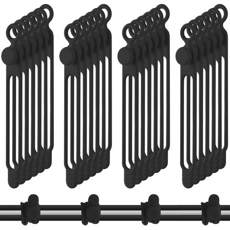 Attaches de Câble en Serre-Câbles Stockage de Réglable Organisateur de Fils de Charge Polyvalent pour Fixation 40 Silicone Noir (1/5)