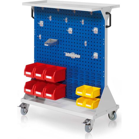 Kappes RasterMobil® mobiler Arbeitsplatzschrank Größe 3 1270x1000x500mm 32-teilig mit Auflageboden aus Stahlblech - enzianblau