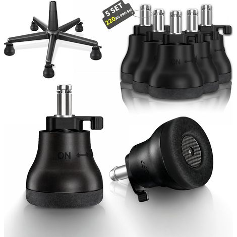 CCYKXA 5 Pack Replacement Office Chair Caster Wheels - Swivel Caster Wheels for Hardwood Floors - Easy Change Between Wheel Glides and Wheel Stopper - On/Off Adjustment (1/5)