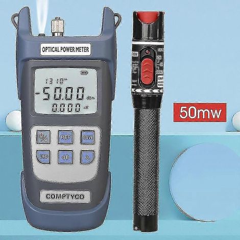 Kit d'outils fibre optique FTTH 2 en 1 : wattmètre fibre (-50 à +26 dBm), localisateur visuel de défauts, stylo de test fibre et 50 mW (1/10/30 mW).
