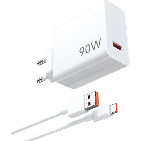 Chargeur Rapide 90W - HAUTSTORE - USB C - 1m - Compatible Xiaomi et POCO - Blanc (1/5)