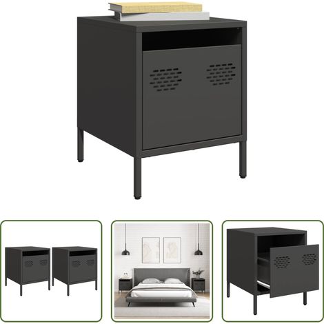 Meuble industriel - Tables de chevet 2 pcs noir 35x39x43,5 cm acier (1/5)