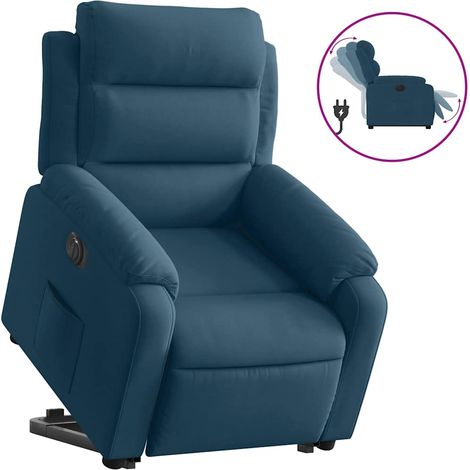 Maison Exclusive - Poltrona Alzapersona Reclinabile Elettrica Blu in Velluto