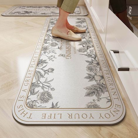 Tapis De Sol - Antidérapant - Lavable - Résistant À L Huile - Pour Cuisine - 60 X 90 Cm (1/5)